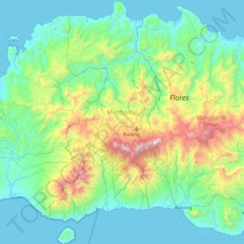 Manggarai topographic map, elevation, terrain