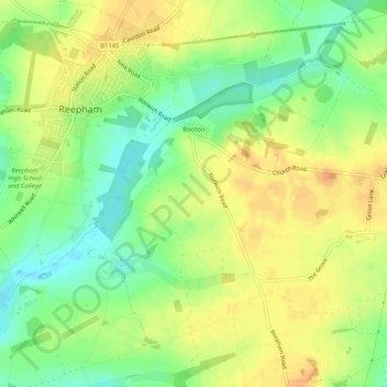 Booton topographic map, elevation, terrain