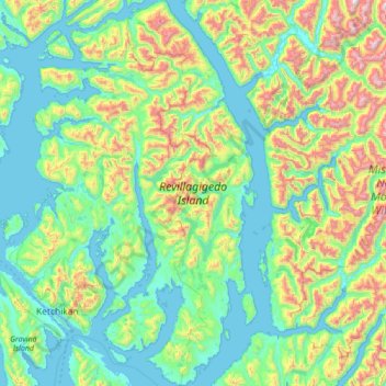 Revillagigedo Island topographic map, elevation, terrain