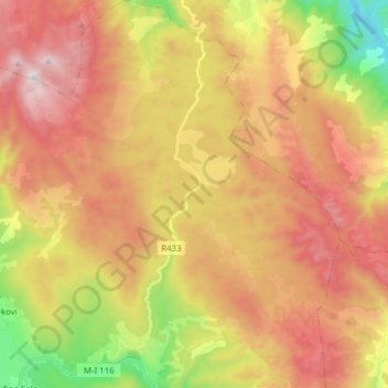 Pluzine topographic map, elevation, terrain