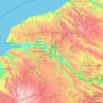 Haute-Normandie topographic map, elevation, terrain