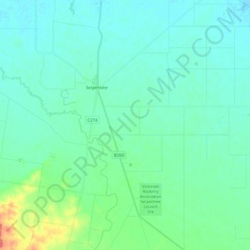 Serpentine topographic map, elevation, terrain