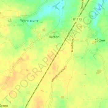 Bacton topographic map, elevation, terrain