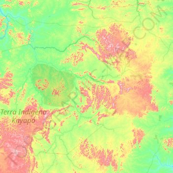 Ourilândia do Norte topographic map, elevation, terrain
