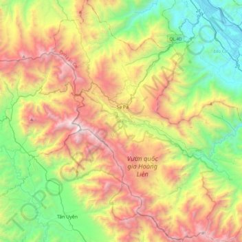 Sa Pa topographic map, elevation, terrain