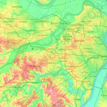 Saint Louis County topographic map, elevation, terrain