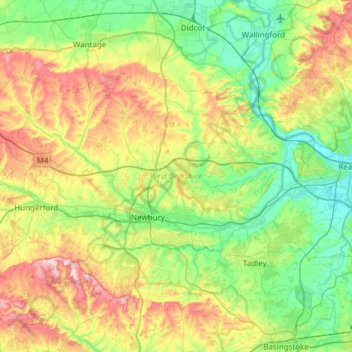 West Berkshire topographic map, elevation, terrain