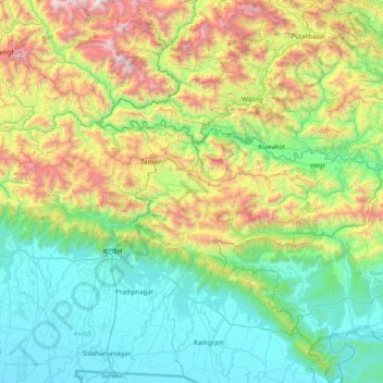 पाल्पा (Palpa) topographic map, elevation, terrain