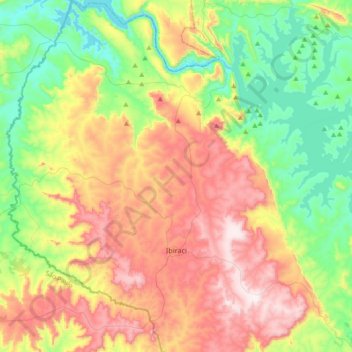 Ibiraci topographic map, elevation, terrain