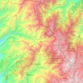 Suratá topographic map, elevation, terrain