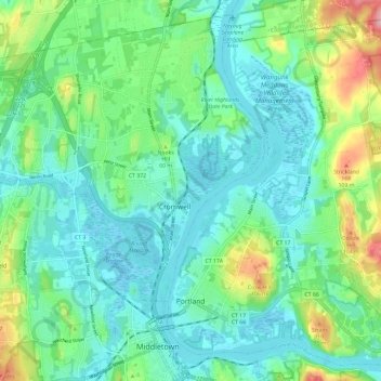 Portland topographic map, elevation, terrain