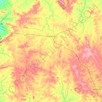 Itaberaí topographic map, elevation, terrain