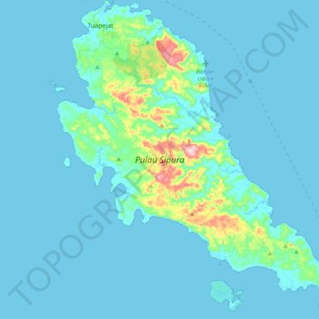 Sipora Island topographic map, elevation, terrain
