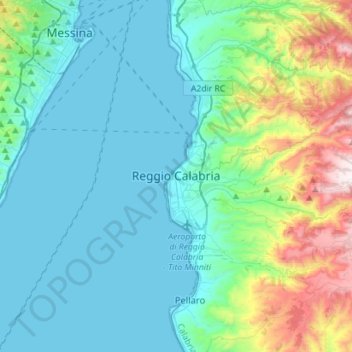 Reggio de Calabre topographic map, elevation, terrain