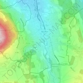 Menziken topographic map, elevation, terrain