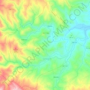 Canaveses topographic map, elevation, terrain