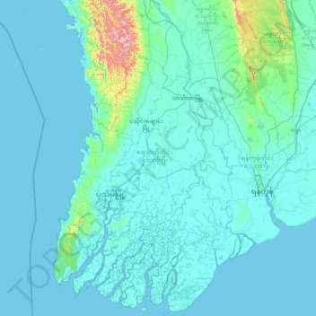 Ayeyarwady topographic map, elevation, terrain