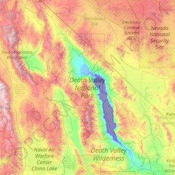 Death Valley National Park topographic map, elevation, terrain