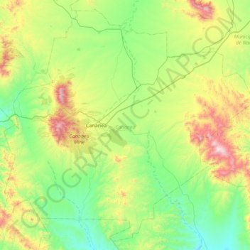 Cananea topographic map, elevation, terrain