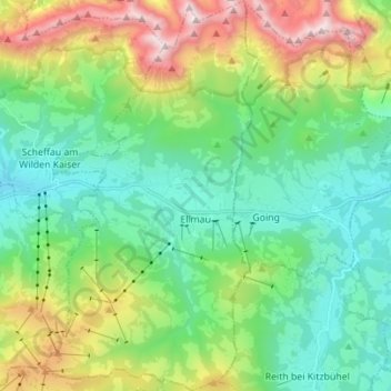 Ellmau topographic map, elevation, terrain