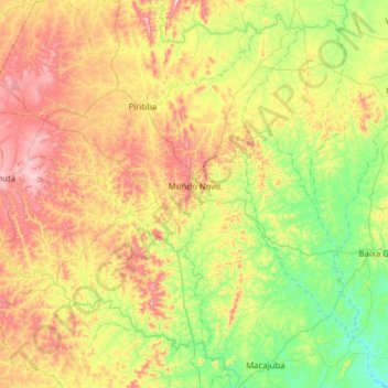 Mundo Novo topographic map, elevation, terrain