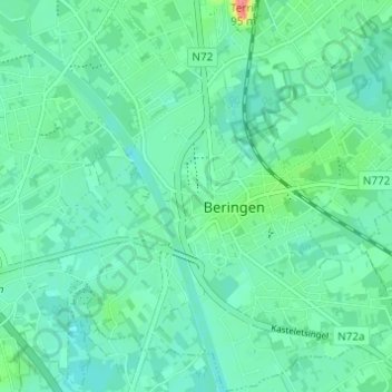 Beringen topographic map, elevation, terrain