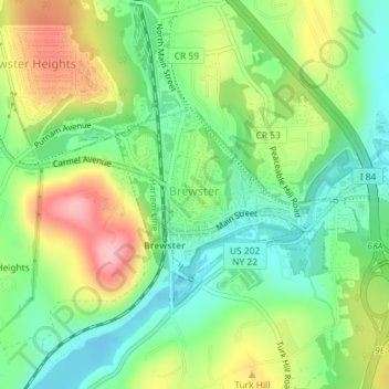 Village of Brewster topographic map, elevation, terrain