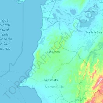 San Onofre topographic map, elevation, terrain