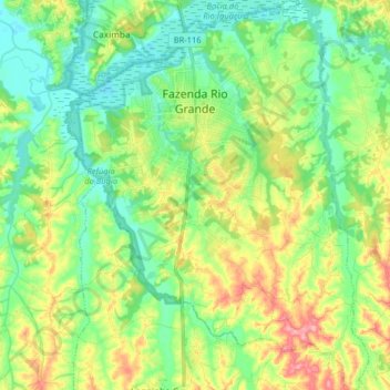 Fazenda Rio Grande topographic map, elevation, terrain