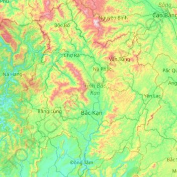Bac Kan Province topographic map, elevation, terrain