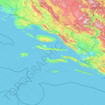 Gespanschaft Split-Dalmatien topographic map, elevation, terrain