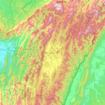 Manipur topographic map, elevation, terrain