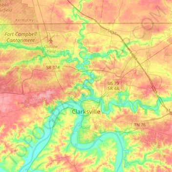 Clarksville topographic map, elevation, terrain