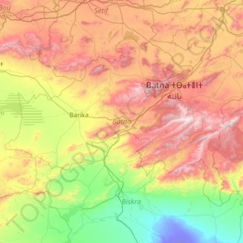 Batna topographic map, elevation, terrain