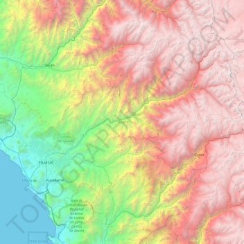 Province of Huaral topographic map, elevation, terrain