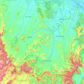 Scenic Rim Regional topographic map, elevation, terrain