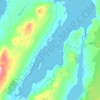 Loch Eriboll topographic map, elevation, terrain