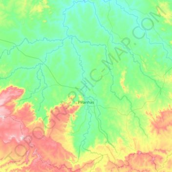 Piranhas topographic map, elevation, terrain