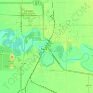 Crookston topographic map, elevation, terrain