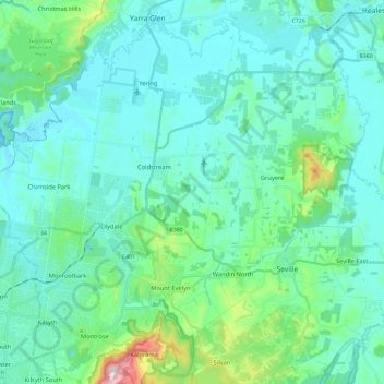 Evelyn District topographic map, elevation, terrain