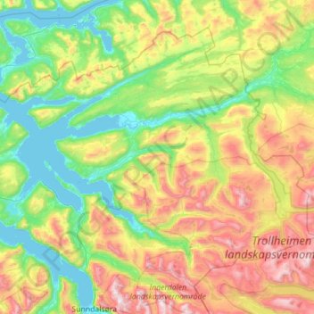 Surnadal topographic map, elevation, terrain