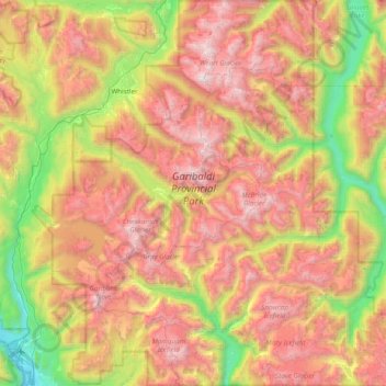Garibaldi Provincial Park topographic map, elevation, terrain