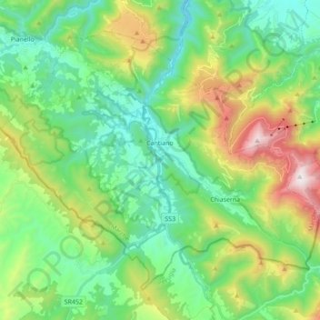 Cantiano topographic map, elevation, terrain