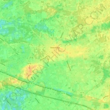Meerhout topographic map, elevation, terrain