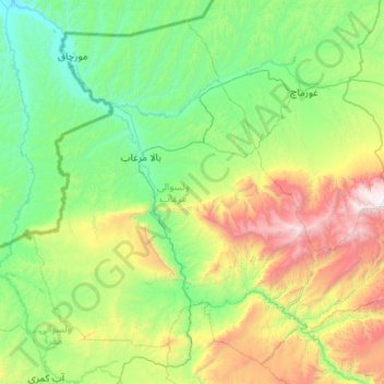 Murghab topographic map, elevation, terrain