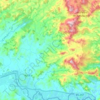 Apiacá topographic map, elevation, terrain