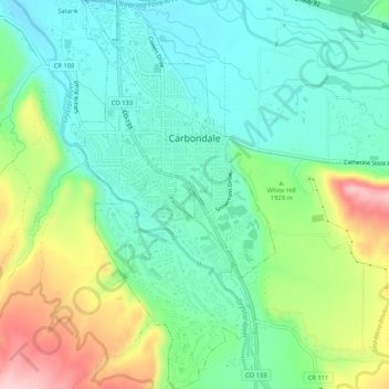Carbondale topographic map, elevation, terrain