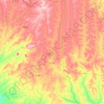 Cuvango topographic map, elevation, terrain