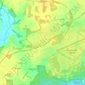 Rendlesham topographic map, elevation, terrain