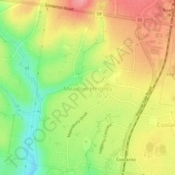 Meadow Heights topographic map, elevation, terrain